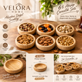 Velora Home 6’lı Ahşap Çerezlik Seti – Doğal Ahşap Sunumluk